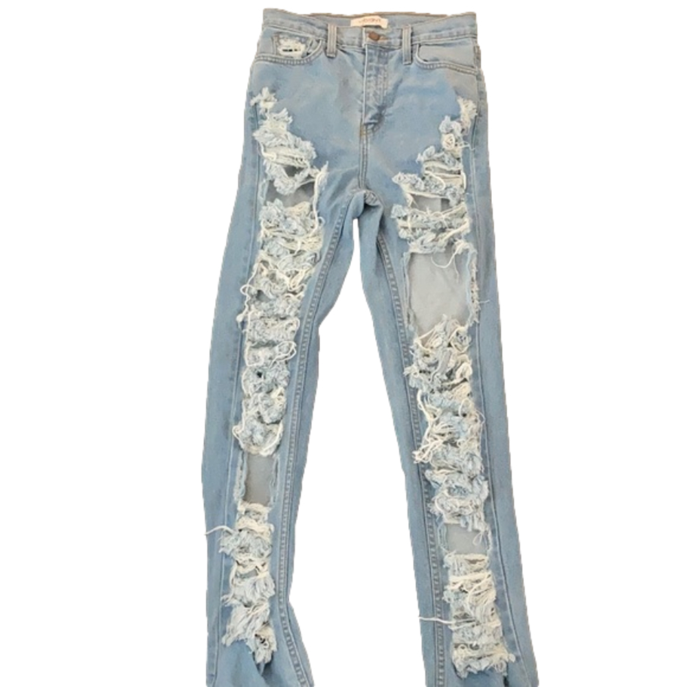 distressed vibrant miu jeans